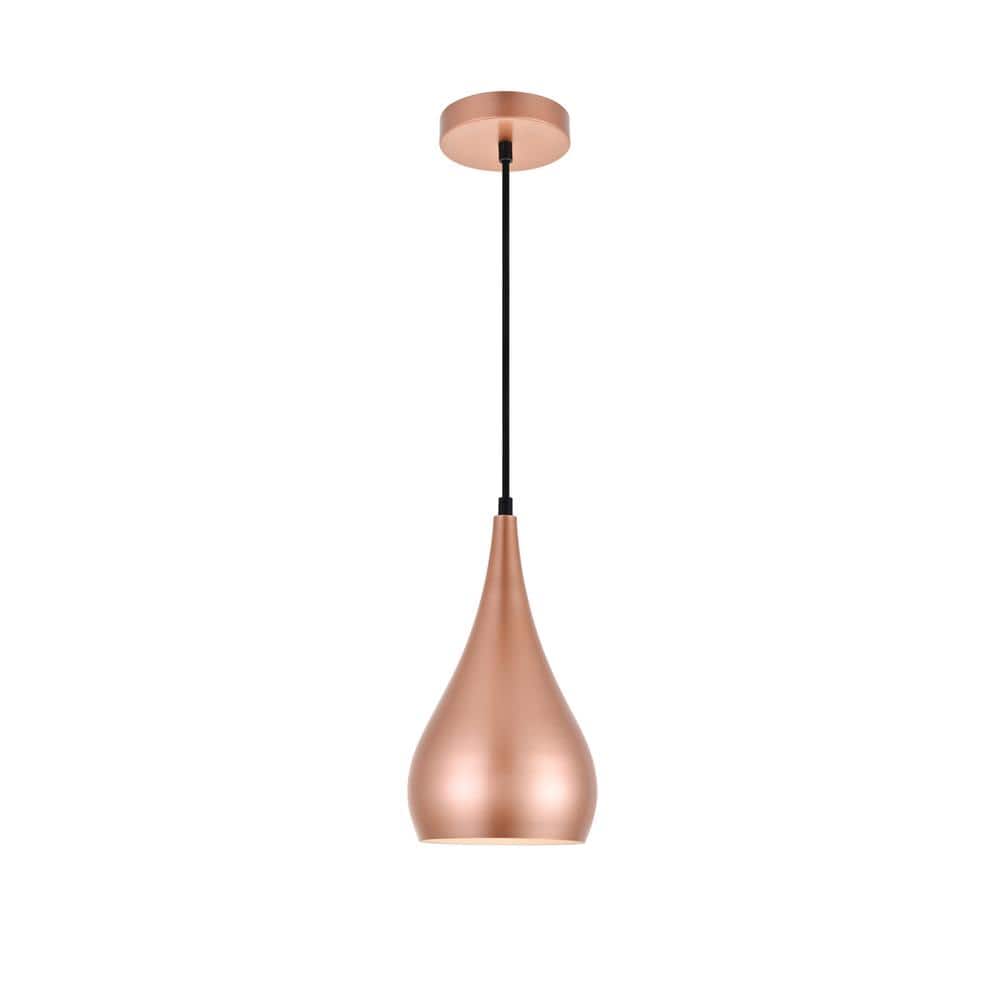 Timeless Home 6 in. 1-Light Honey Gold Pendant Light, Bulbs Not Included