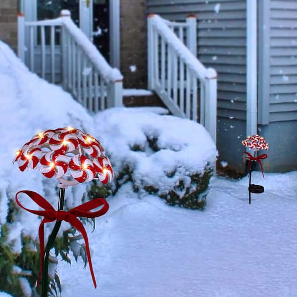Candy Cane Outdoor Christmas Decor Solar Path-light Stake Lamp Pathway Christmas 