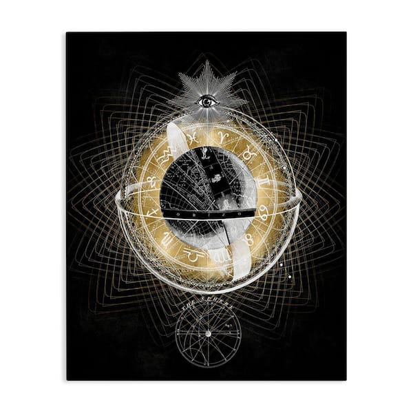 Stupell Industries Zodiac Symbols on Fractal by Oliver Jeffries Unframed Religious Graphic Art Print 20 in. x 16 in.