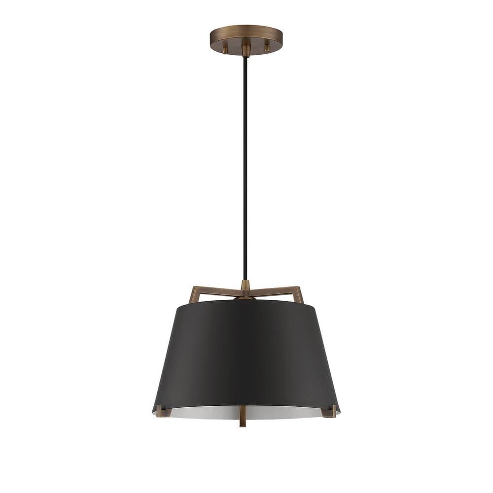 Elevated Sky Black & Brass Drum Pendant Light