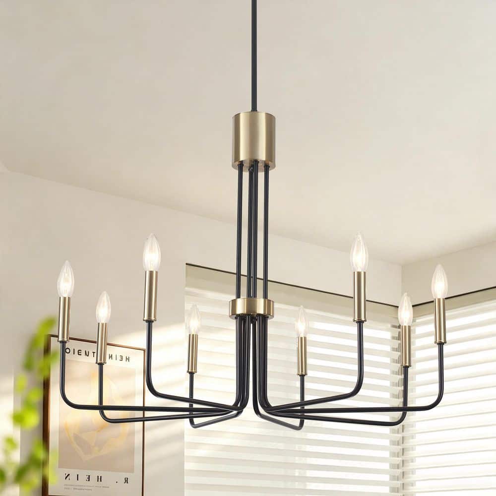 8-Light 30.23in Black/Brass Classic/Traditional Candle Style Chandelier for Dining Room Living Room price history on PriceWatchPro