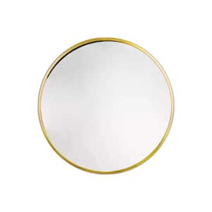 28 in. W x 28 in. H Round Aluminum Framed Wall Bathroom Vanity Mirror in Gold