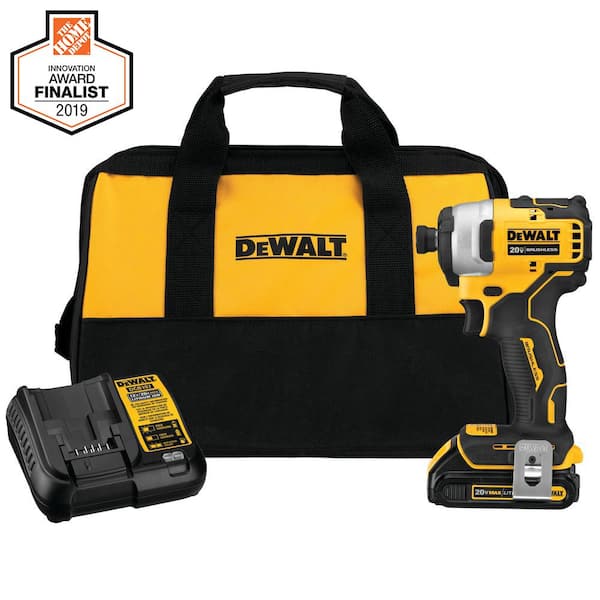 DEWALT ATOMIC 20-Volt MAX Cordless Brushless Compact 1/4 in. Impact Driver, (1) 20-Volt 1.3Ah Battery, Charger & Bag