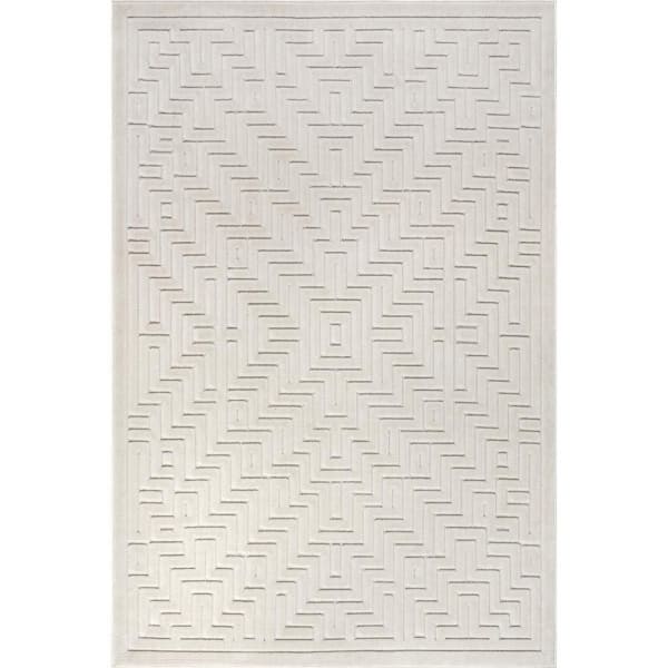 Tasha Geometric Cream 7.10 ft. x 10 ft. Outdoor Area Rug
