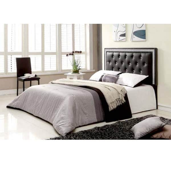 Best Master Furniture Opal Black Full, Black Leather Bed With Crystals