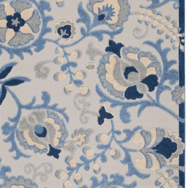 Blue, Gray 6 ft. x 9 ft. Woven Polypropylene Indoor/Outdoor Area Rug