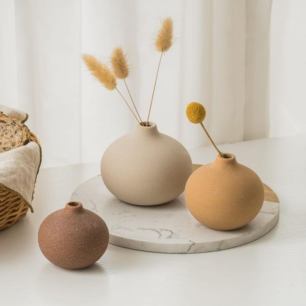 Unbranded Multi-Colored Cute Vases Ceramic Vase (Set of 3), Bud Vases for Modern Farmhouse