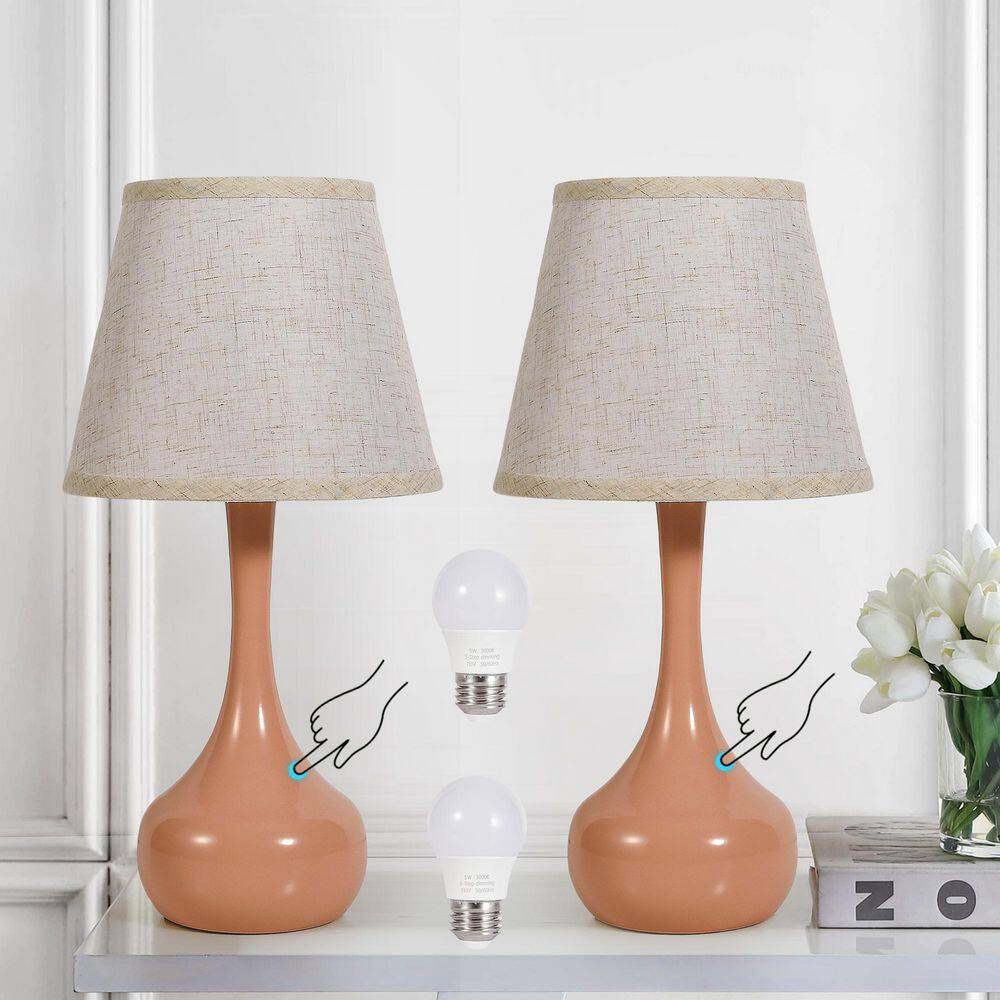 Modern 16.6 in. Pink Table Lamp Touch Control 3-Way Table Lamp with Plug and Fabric Shade (2-Pack) price history on PriceWatchPro