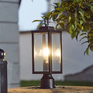 Modern 16.5 in. 1-Light Black Outdoor Post Light Dimmable with Clear glass Shade(1-Pack)