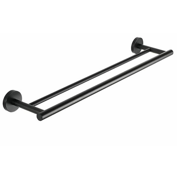 ATKING Bathroom 24 in. Wall Mounted Double Towel Bar Towel Holder in Matte Black ADC2062 The