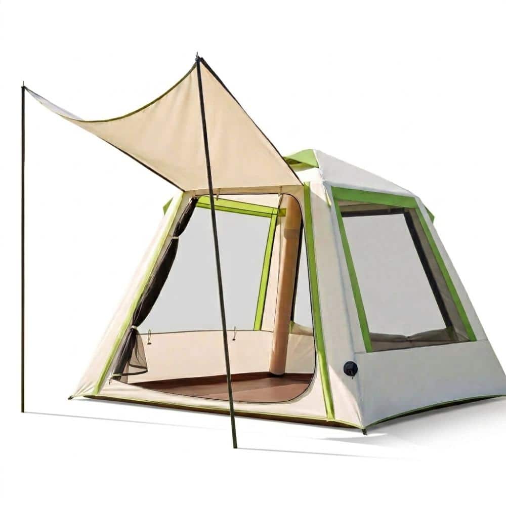 Inflatable Camping Tent with Air Pump, Waterproof Blow Up Glamping Air Tent House, Quick Setup for Family