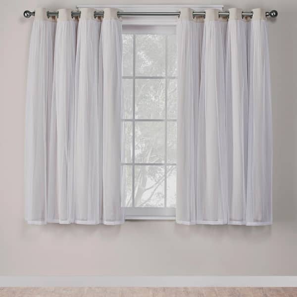 EXCLUSIVE HOME Catarina Sand Solid Lined Room Darkening Grommet Top Curtain, 52 in. W x 63 in. L (Set of 2)