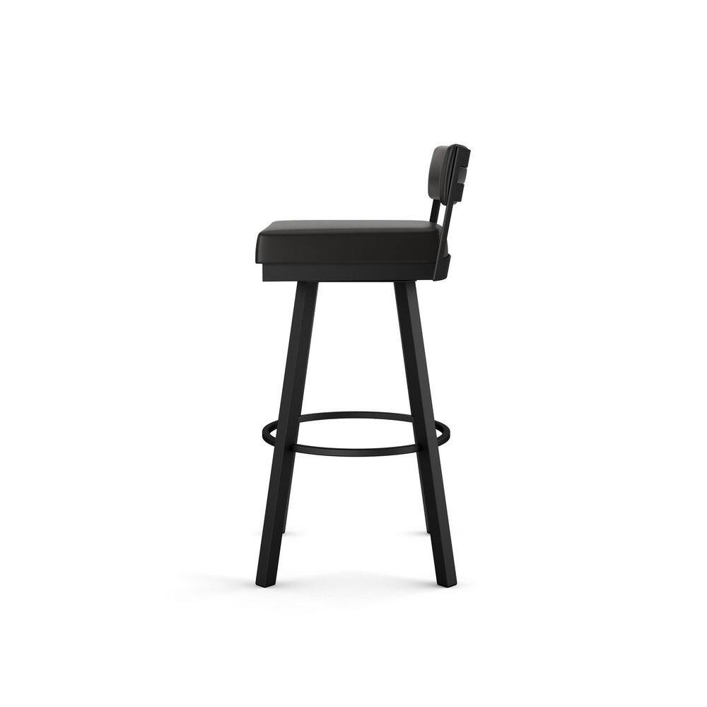 Travis 26'' Black Faux Leather Swivel Metal Counter Stool