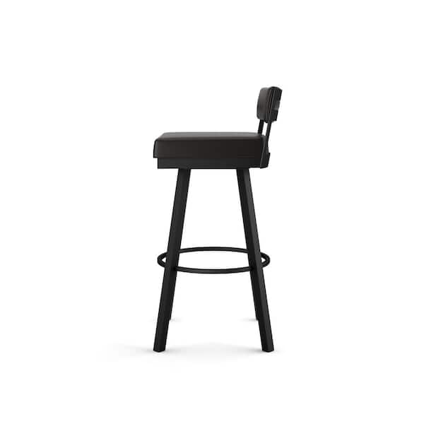 Travis 26 in. Black Faux Leather / Black Metal Swivel Counter Stool