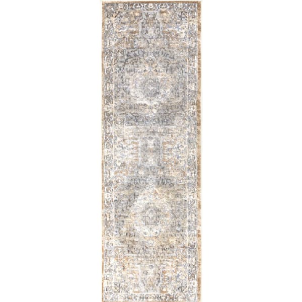 Vintage Medallion Thea 2 ft. x 8 ft. Beige Indoor Runner