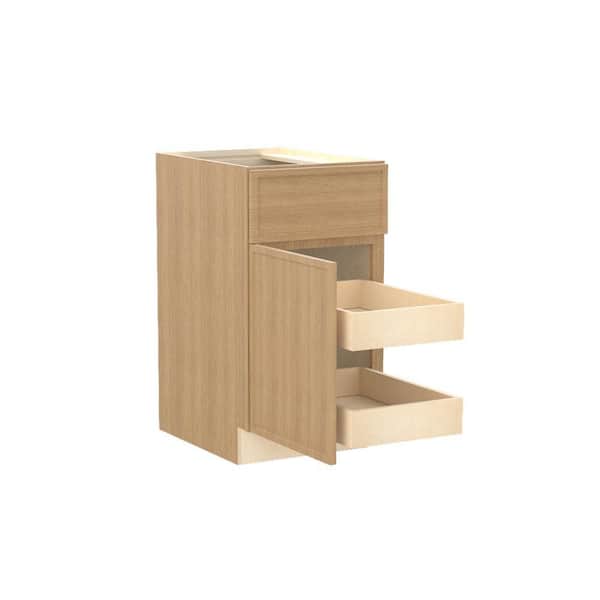 Franklin 18 in. W x 24 in. D x 34.5 in. H Assembled Plywood Base Kitchen Cabinet in Vanguard Oak with 2ROT Soft Close LH