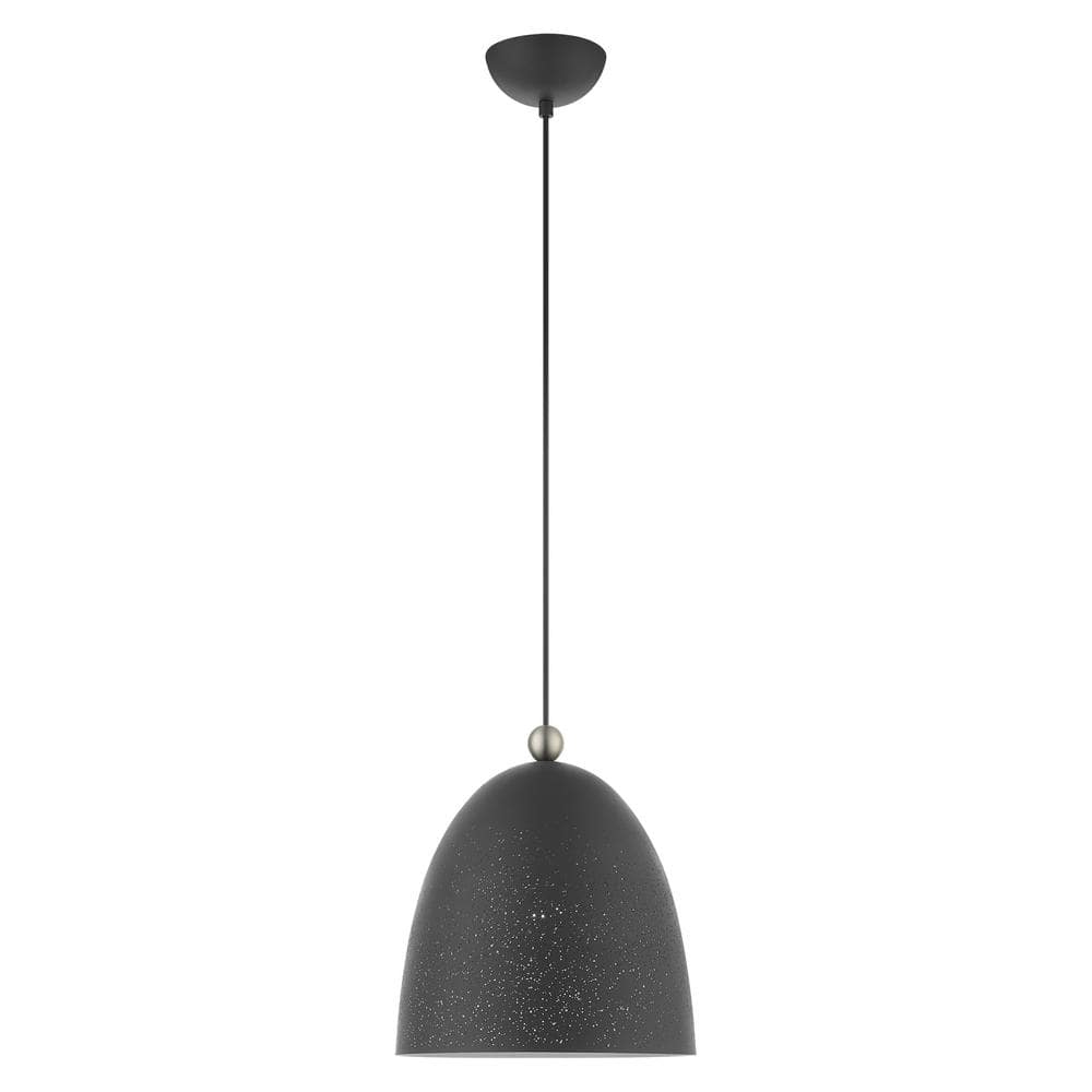 Livex Lighting Arlington 1 Light Scandinavian Gray with Brushed Nickel Accents Pendant