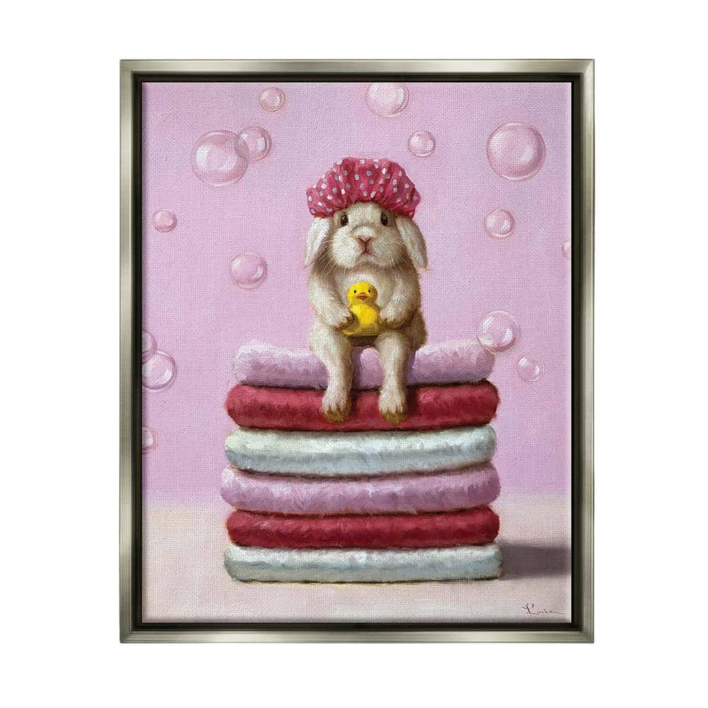 The Stupell Home Decor Collection Cute Baby Rabbit on Bath Towels