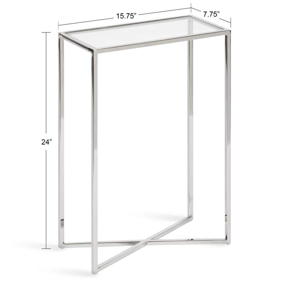 Jaspur Silver Rectangular Metal and Glass End Table