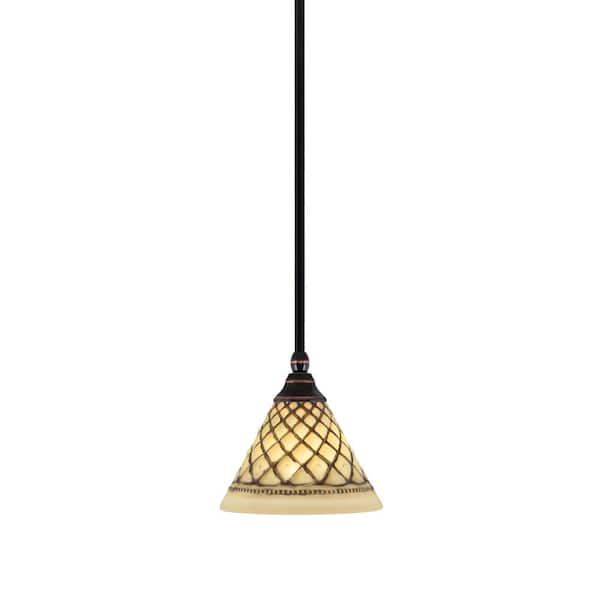Unbranded Sparta 100-Watt 1 Light Black Copper Shaded Pendant, Mini Pendant Light with Chocolate Icing Shade No Bulb Included
