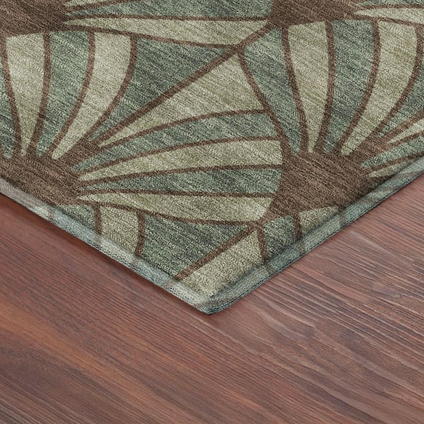 Mayfield Premium Machine Washable Abstract AMF2426 Basil 8 ft. x 10 ft. Area Rug