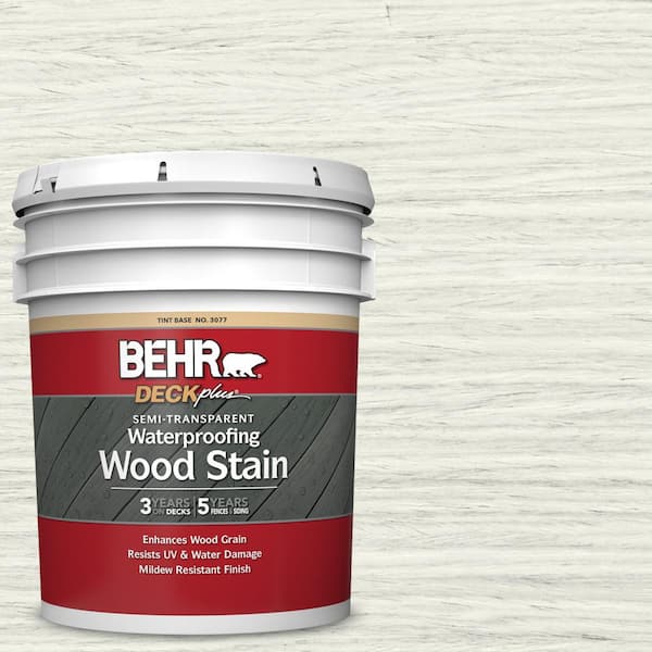 BEHR DECKplus 5 gal. #ST-337 Pinto White Semi-Transparent Waterproofing Exterior Wood Stain