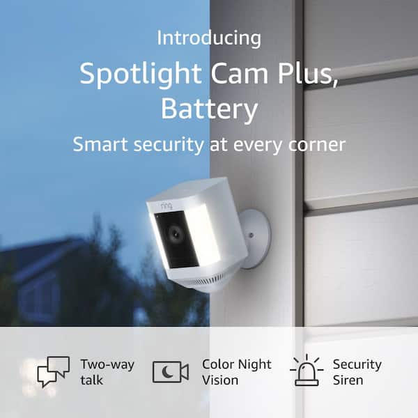 Spotlight Cam Plus Battery with Indoor Cam (2nd Gen) Plug-In Smart Security Camera Bundle - White