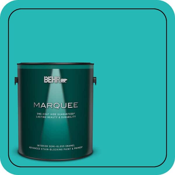 BEHR MARQUEE 1 gal. #MQ4-21 Caicos Turquoise One-Coat Hide Semi-Gloss Enamel Interior Paint & Primer
