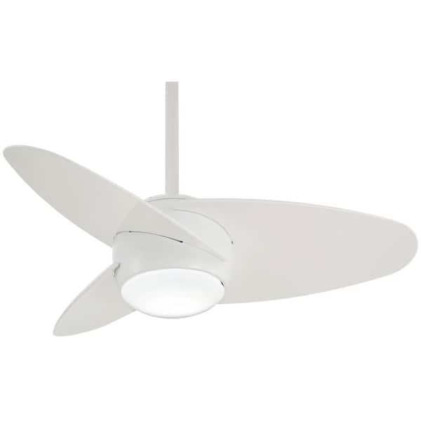 MINKA-AIRE Slant 36 in. Integrated LED Indoor White Ceiling Fan with Light with Remote Control