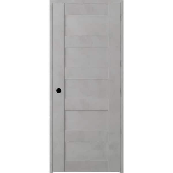 Unbranded 24 in. x 80 in. Vona Left-Handed Solid Core Light Urban Textured Wood Single Prehung Interior Door