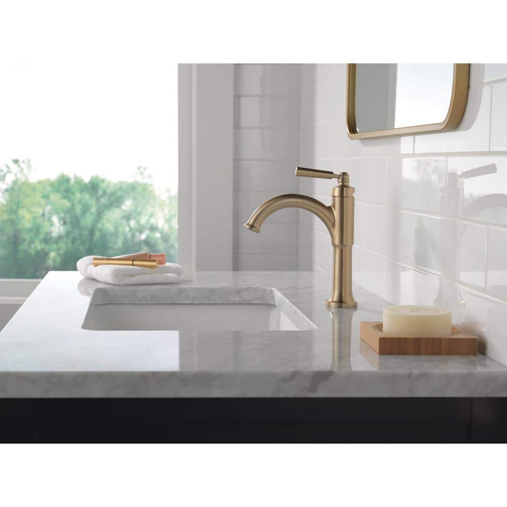 Champagne Bronze Single Handle Bathroom Faucet with Diamond Seal Technology