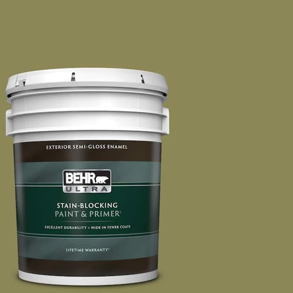 BEHR ULTRA 5 gal. #S340-6 Fertile Green Semi-Gloss Enamel Exterior Paint & Primer