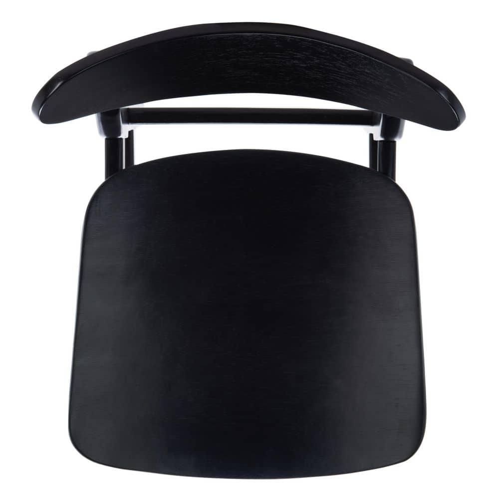 Mid-Century Sleek Black Wood Bar Stool, Set of 2