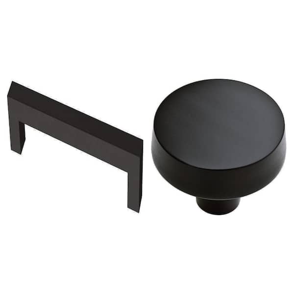 5-1/16 in. Matte Black Cabinet Drawer Pull and 1-3/8 in. Matte Black Round Knob Combo
