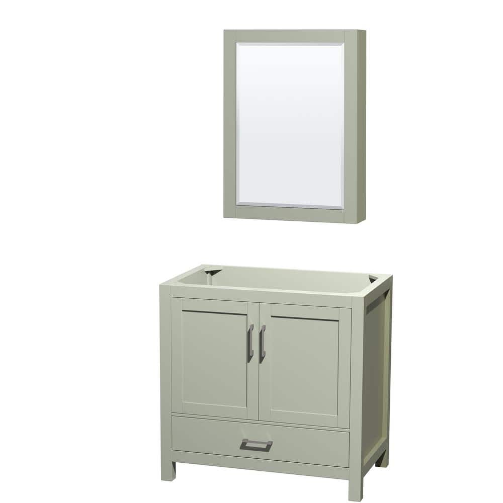 Sheffield 35 in. W x 21.5 in. D x 34.25 in. H Single Bath Vanity Cabinet without Top in Light Green with MC Mirror price history on PriceWatchPro