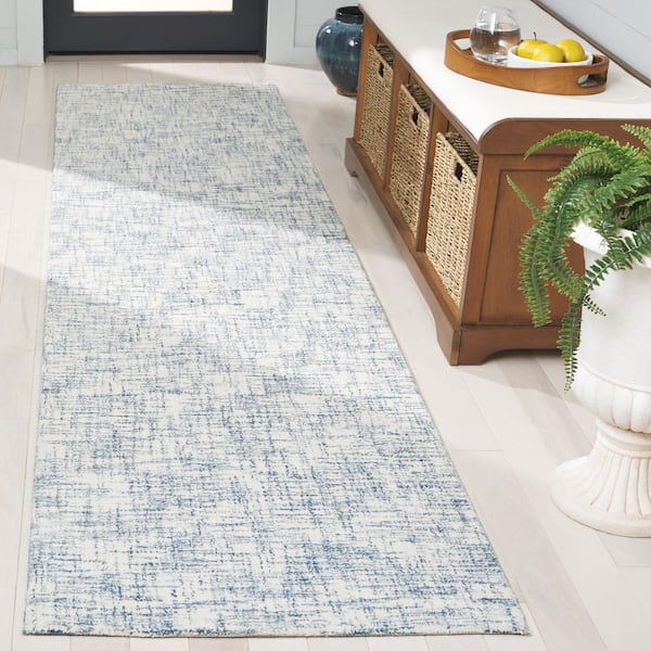 Ebony 2 ft. x 9 ft. Blue/Ivory Abstract Runner Rug