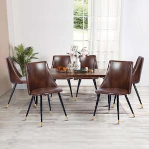 Smeg Dark Brown Faux Leather Upholstered Dining Chairs (Set of 2)