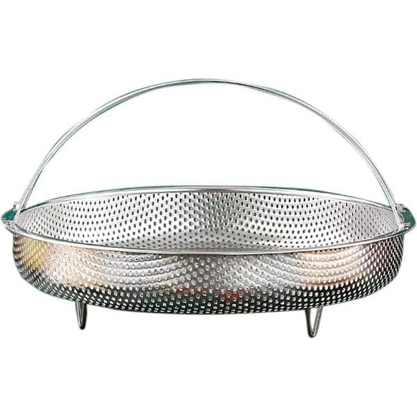 Stainless Steel Silver Steamer Basket with Handle and Support Frame Leak-Resistant for Food Steaming Set