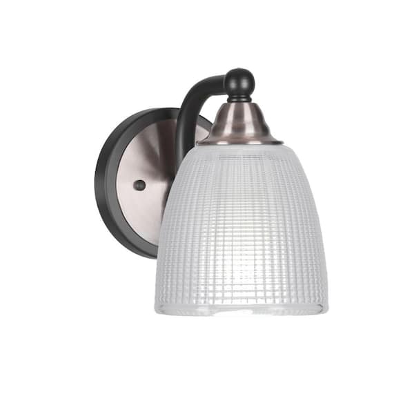 Unbranded Madison 5 in. 1-Light Matte Black and Brushed Nickel Wall Sconce with Standard Shade