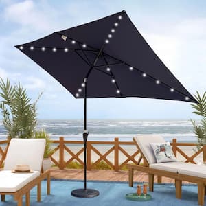 10 ft. x 6.5 ft. Outdoor Blue Cantilever Patio Umbrellas with Solar LED Lighted