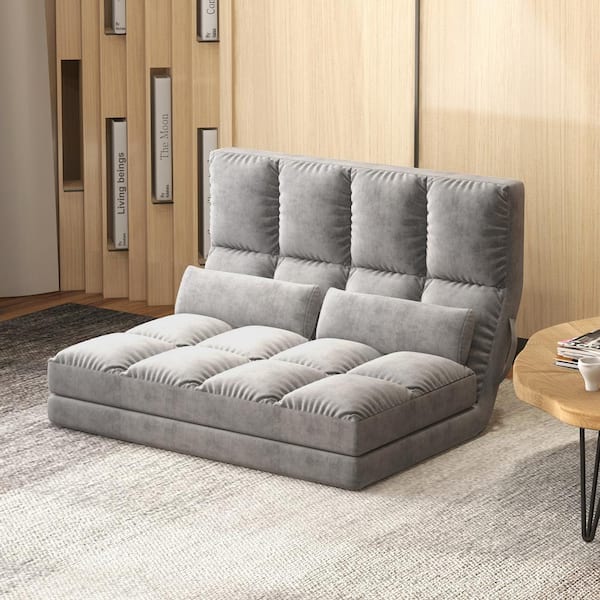 HOMCOM 40.25 in. Gray Twin Size Sofa Bed