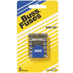 AGC Series 20 Amp Silver Glass-Tube Fuses (5-Pack)