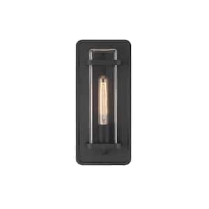 Pearl Street 7 in. 1-Light Black Modern Outdoor Hardwired Wall Lantern with No Bulbs Included