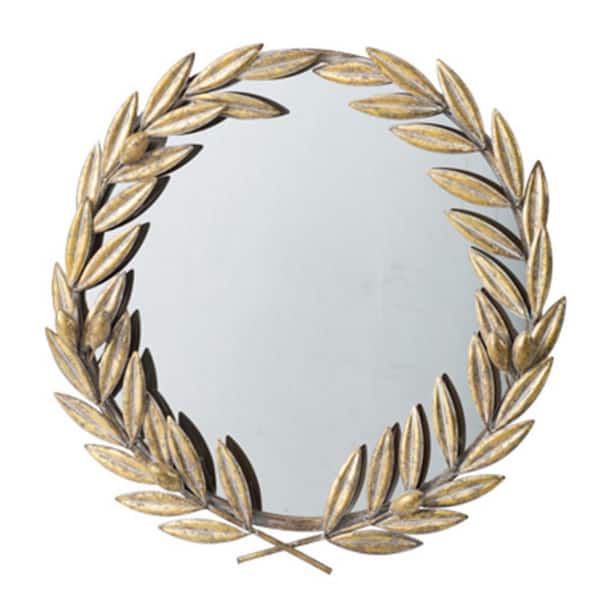 A & B Home 21.9 in. x 22.4 in. Classic Round Framed Gold Accent Mirror