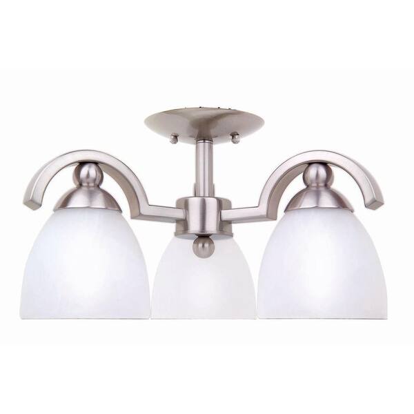 Hampton Bay Wave 3-Light Brushed Nickel Semi-Flush Mount-DISCONTINUED