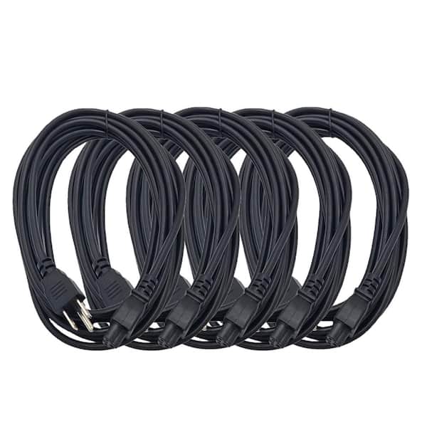 6 ft. NEMA 5-15P to C5 (18AWG)/3-Prong Indoor Notebook/ TV /Power Cord, UL Approved in Black (5-Pack)