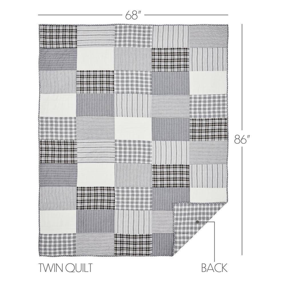 Sawyer Mill Black and White Cotton Twin Reversible Quilt