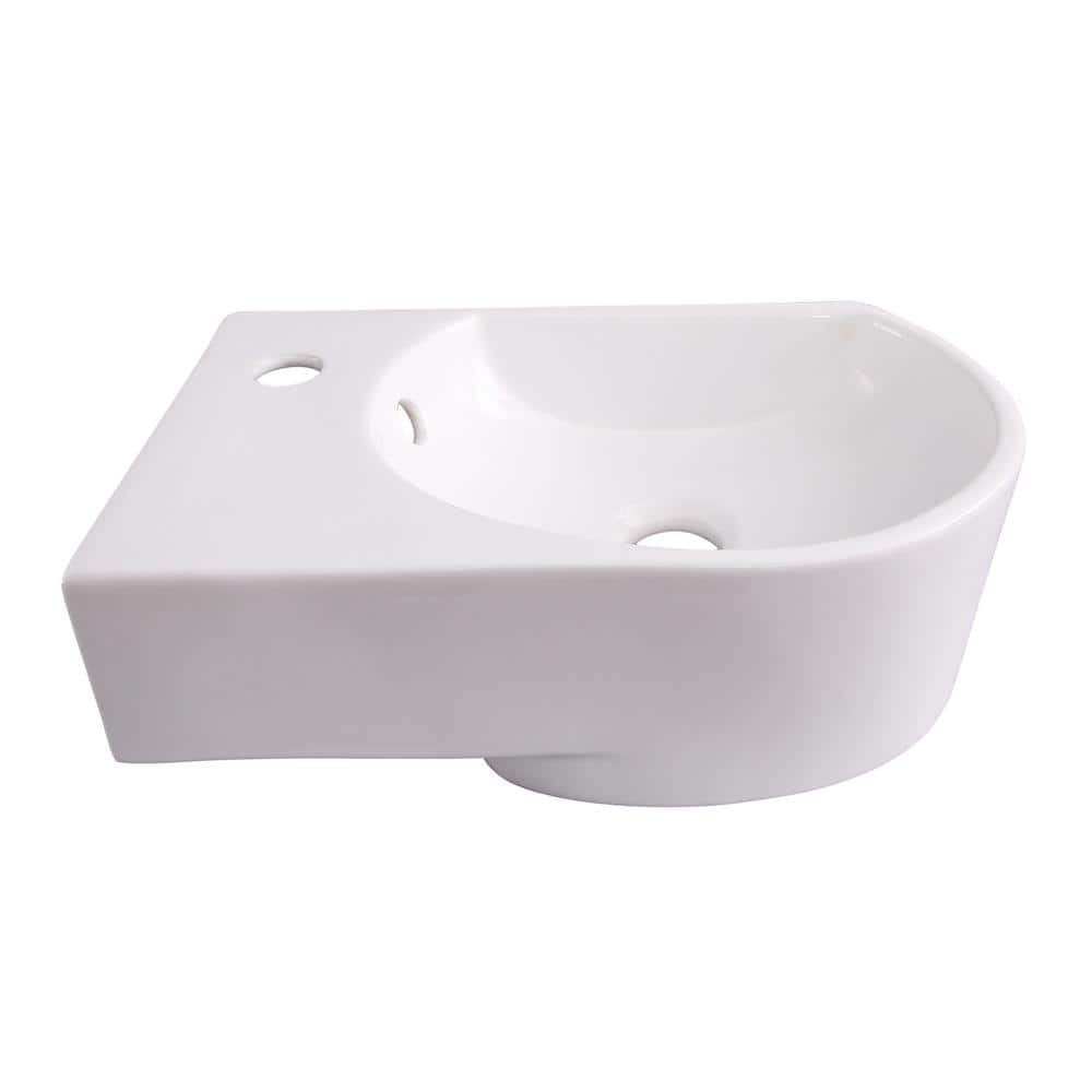 Ambia 16'' White Ceramic Wall-Mount Bathroom Sink with Overflow