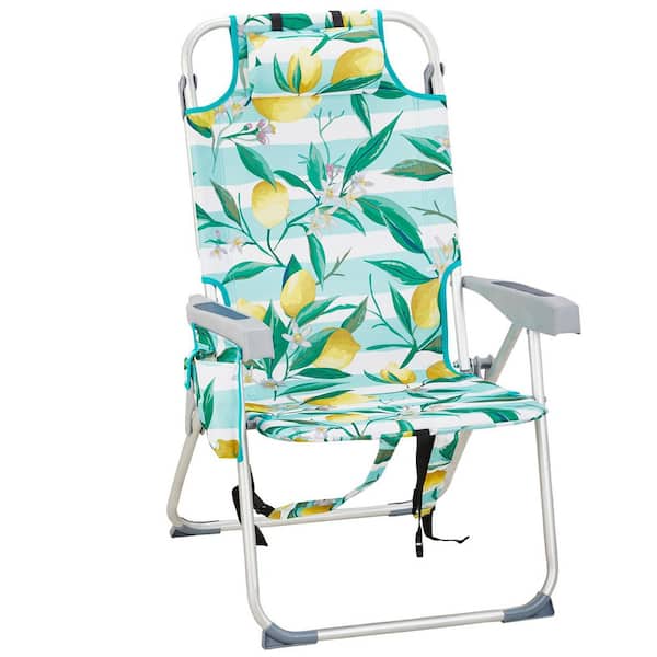 Green Aluminum Folding Backpack Beach Chair