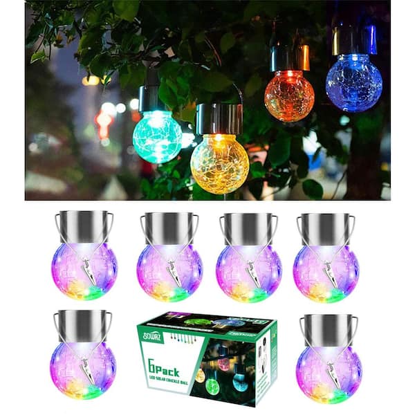LIGHTSMAX Outdoor Solar Cracked Hanging Ball Multi Color for Patio, Garden, Party, Yard LED Night Light (12-Packs)